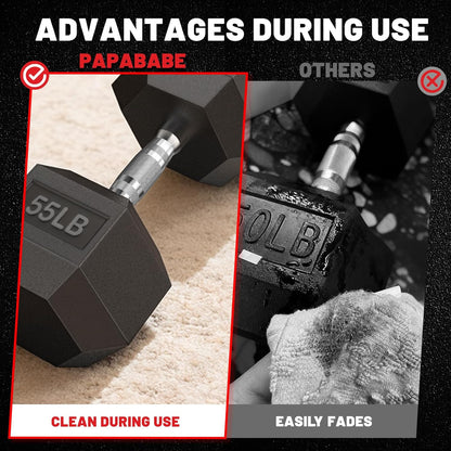 HEX Dumbbell Set 2.5-125Lb, Rubber Encased Home Gym Dumbbells, Exercise & Fitness Weights Dumbbells for Women & Men, Hand Weight for Strength Training