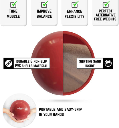 Toning Ball - Weighted Toning Exercise Ball - Soft Weighted Medicine Ball for Pilates, Yoga, Physical Therapy and Fitness